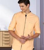 Men's linen cotton mandarin collar casual shirt | chinese collar shirt for men