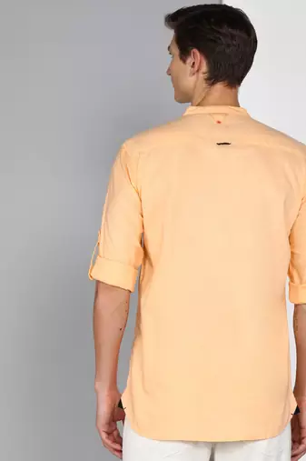 Men's linen cotton mandarin collar casual shirt | chinese collar shirt for men