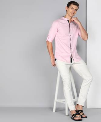 Men's linen cotton mandarin collar casual shirt | chinese collar shirt for men 3