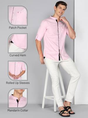 Men's linen cotton mandarin collar casual shirt | chinese collar shirt for men 5