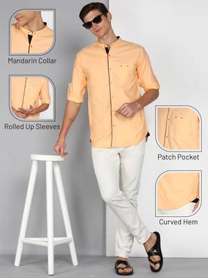 Men's linen cotton mandarin collar casual shirt | chinese collar shirt for men 5