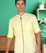 Men's linen cotton mandarin collar casual shirt | chinese collar shirt for men