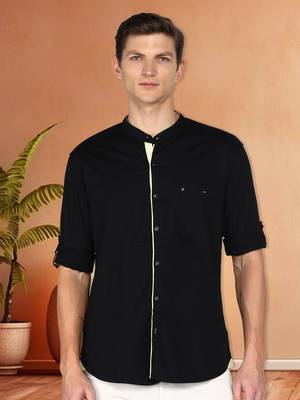 Men's linen cotton mandarin collar casual shirt | chinese collar shirt for men 1