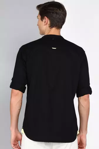 Men's linen cotton mandarin collar casual shirt | chinese collar shirt for men