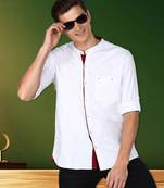Men's linen cotton mandarin collar casual shirt | chinese collar shirt for men