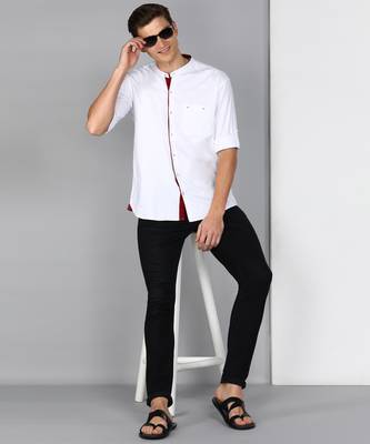 Men's linen cotton mandarin collar casual shirt | chinese collar shirt for men 3
