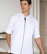 Men's linen cotton mandarin collar casual shirt | chinese collar shirt for men