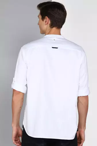 Men's linen cotton mandarin collar casual shirt | chinese collar shirt for men