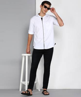 Men's linen cotton mandarin collar casual shirt | chinese collar shirt for men 3
