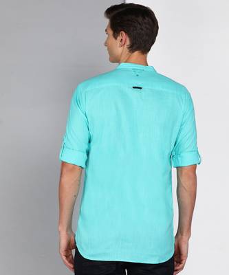 Men's linen cotton mandarin collar casual shirt | chinese collar shirt for men 2