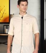 Men's Linen Cotton Mandarin Collar Casual Shirt | Chinese Collar Shirt for Men