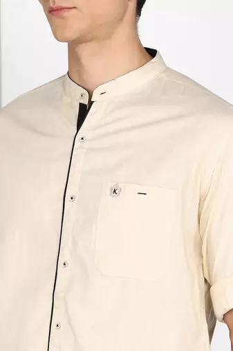 Men's Linen Cotton Mandarin Collar Casual Shirt | Chinese Collar Shirt for Men