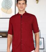 Men's Linen Cotton Mandarin Collar Casual Shirt | Chinese Collar Shirt for Men