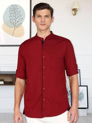 Men's Linen Cotton Mandarin Collar Casual Shirt | Chinese Collar Shirt for Men 2
