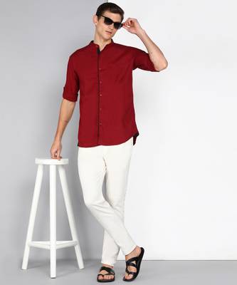 Men's Linen Cotton Mandarin Collar Casual Shirt | Chinese Collar Shirt for Men 4