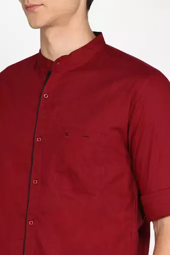 Men's Linen Cotton Mandarin Collar Casual Shirt | Chinese Collar Shirt for Men