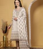 Brown women floral printed aline kurta pant with dupatta set