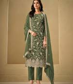 Green embroidered chinon salwar suit