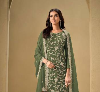 Green embroidered chinon salwar suit 2