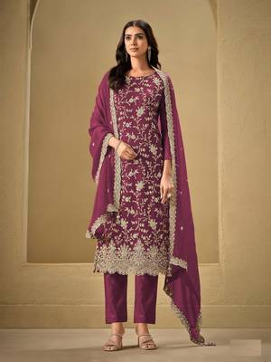 Rani embroidered chinon salwar suit 1