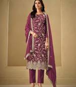 Rani embroidered chinon semi-salwar suit
