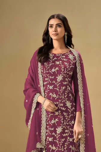 Rani embroidered chinon salwar suit