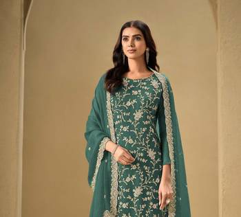 Mint embroidered chinon salwar suit 2