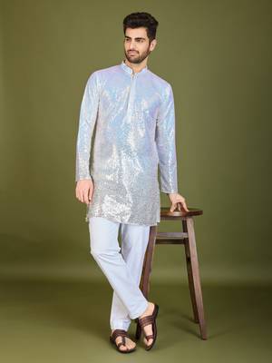 Omber MULTICOLOR georgette thread & sequins embroidered work wedding festival marriage party wear straight kurta 1