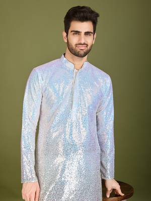 Omber MULTICOLOR georgette thread & sequins embroidered work wedding festival marriage party wear straight kurta 3