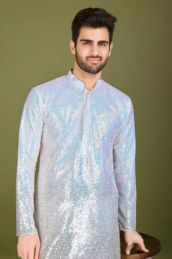 Omber MULTICOLOR georgette thread & sequins embroidered work wedding festival marriage party wear straight kurta