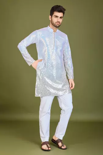 Omber MULTICOLOR georgette thread & sequins embroidered work wedding festival marriage party wear straight kurta