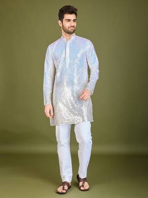 Omber MULTICOLOR georgette thread & sequins embroidered work wedding festival marriage party wear straight kurta 5