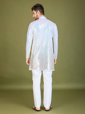 Omber MULTICOLOR georgette thread & sequins embroidered work wedding festival marriage party wear straight kurta 6