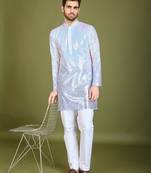 Omber purple georgette thread & sequins embroidered work wedding festival marriage party wear straight kurta