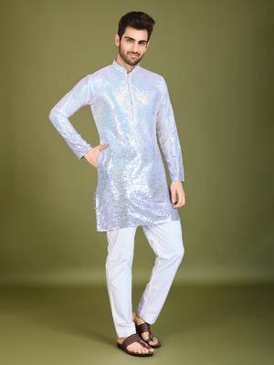 Omber purple georgette thread & sequins embroidered work wedding festival marriage party wear straight kurta 4