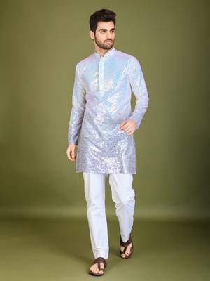 Omber purple georgette thread & sequins embroidered work wedding festival marriage party wear straight kurta 5