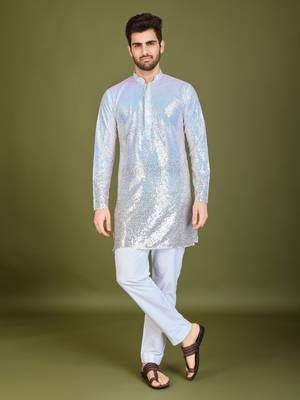 Omber MULTICOLOR georgette thread & sequins embroidered work wedding festival marriage party wear straight kurta 7