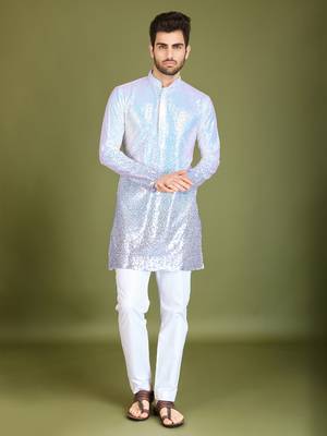 Omber purple georgette thread & sequins embroidered work wedding festival marriage party wear straight kurta 7