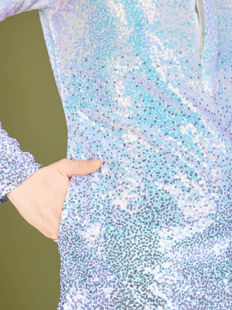 Omber purple georgette thread & sequins embroidered work wedding festival marriage party wear straight kurta