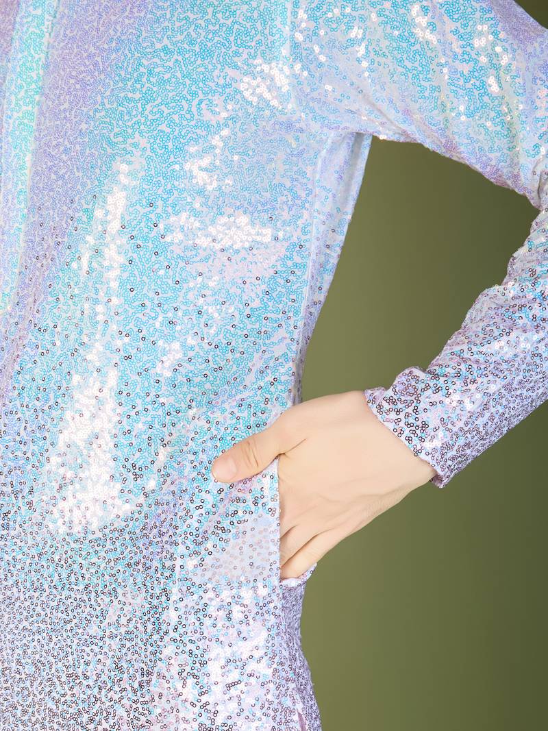 Omber pink georgette thread & sequins embroidered work wedding festival marriage party wear straight kurta