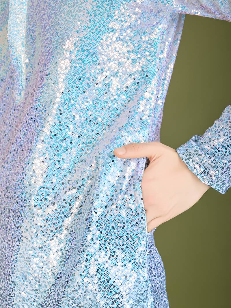 Omber blue georgette thread & sequins embroidered work wedding festival marriage party wear straight kurta