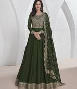 Vichitra silk dark green embroidered salwar kameez