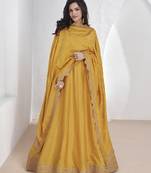 Vichitra silk yellow embroidered salwar kameez