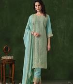 Georgette codding sequins trendy salwar kameez in turquoise