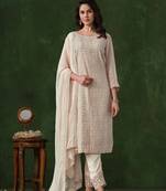 Georgette codding sequins trendy salwar kameez in cream