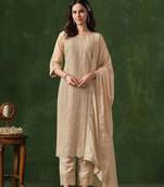 Georgette codding sequins trendy salwar kameez in beige