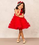 Swirly one shoulder red dress