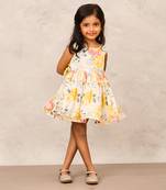Stylish yellow cotton dress with intricate gota lace detailing