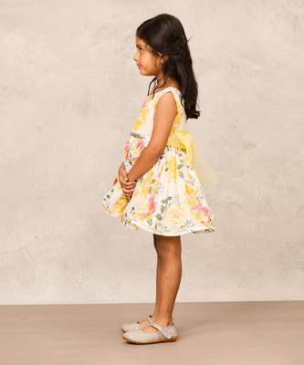 Stylish yellow cotton dress with intricate gota lace detailing 3