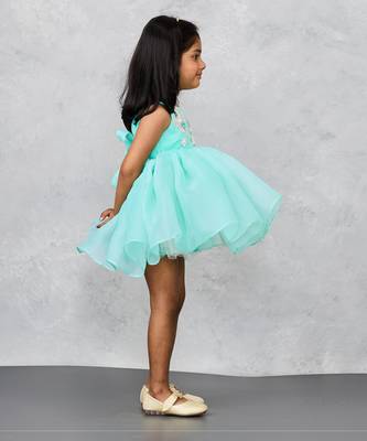 Elegant organza dress with flower embellishments 3